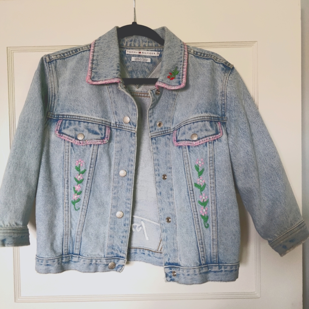 Tommy Hilfiger embroidered floral denim jacket